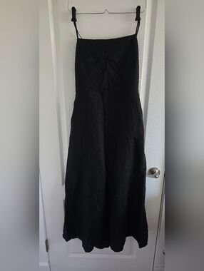 Zara Black Linen Backless Women's Dress